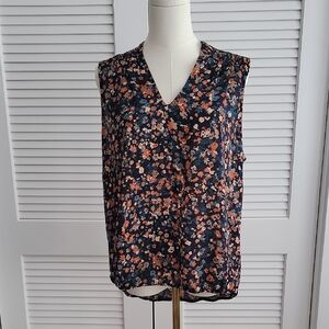 Nine Britton Black and Pink Wrap Sleeveless Top